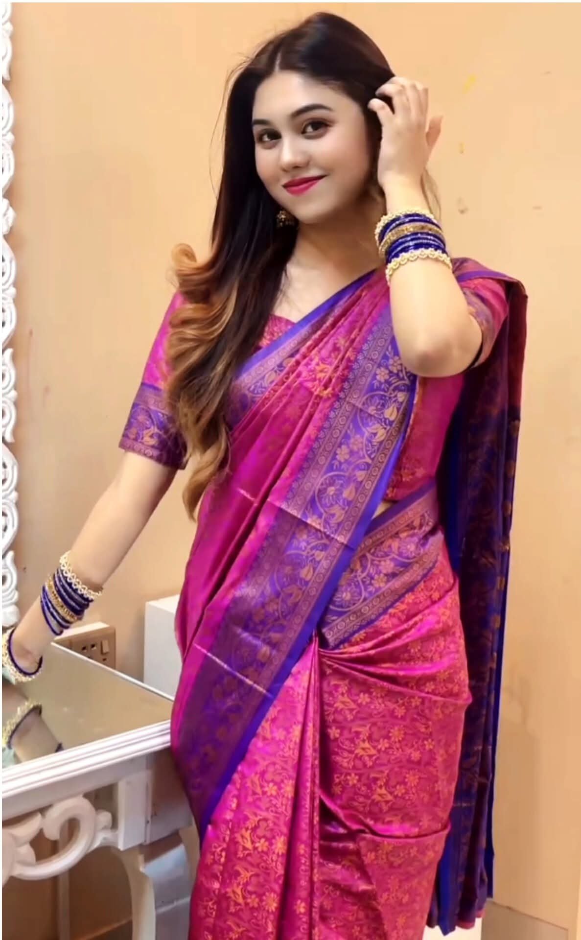 কাঞ্জিভরম সফট সিল্ক প্রিমিয়াম শাড়ি কম্বো🤩 - Image 2