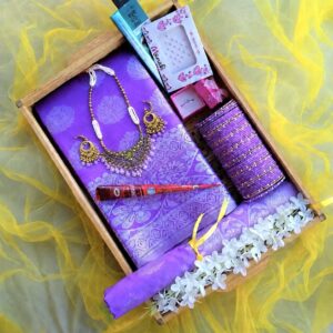 কাতান সফ্ট Levanda/ বেগুনি কালার গিফট কম্বো সেট-💝
