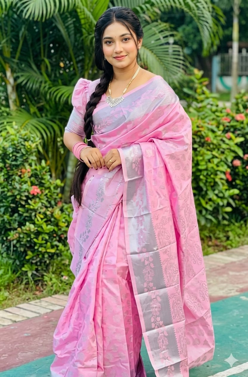 সেরা অফার গিফট পেকেজ পিংক কালার শাড়ি কম্বো,😍 - Image 2