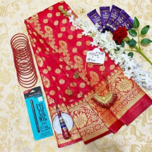 প্রিমিয়াম কাতান সফট সিল্ক শাড়ি কম্বো 😍🎁