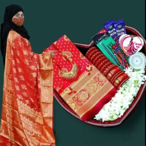 লাল কাতান বেনারসি শাড়ি কম্বো 😍🎁